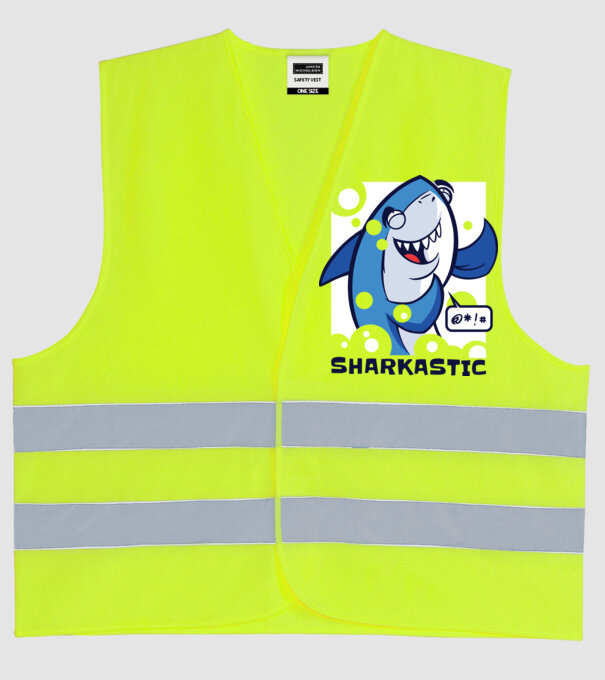 Sharkastic - Rechinul sarcastic model galben neon pe tricou