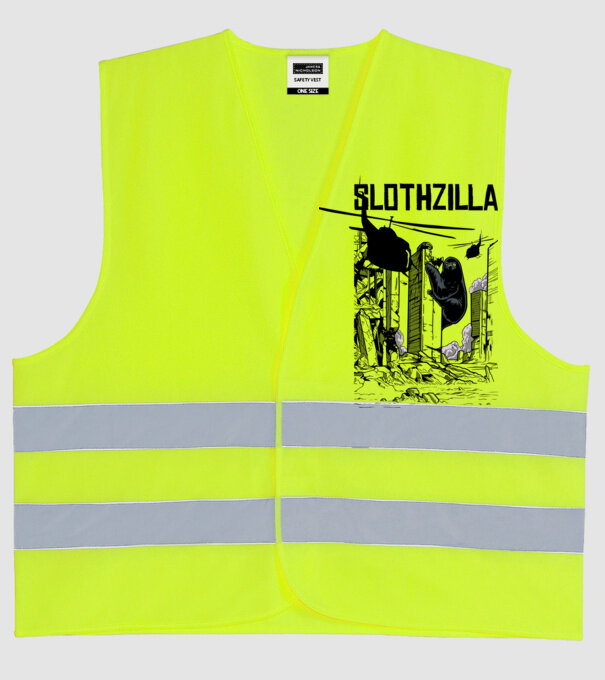 Slothzilla la atac amuzant tricou leneș amuzant model galben neon pe tricou