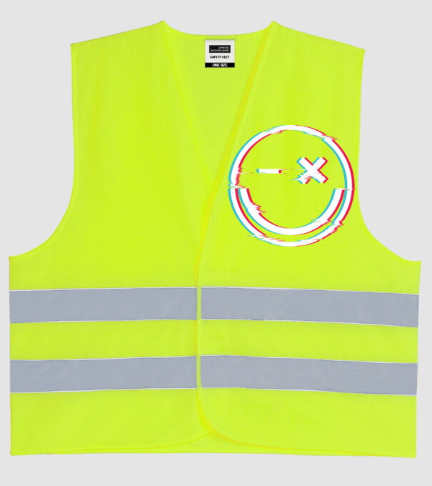 Smile glitch neon tiktok style model galben neon pe tricou