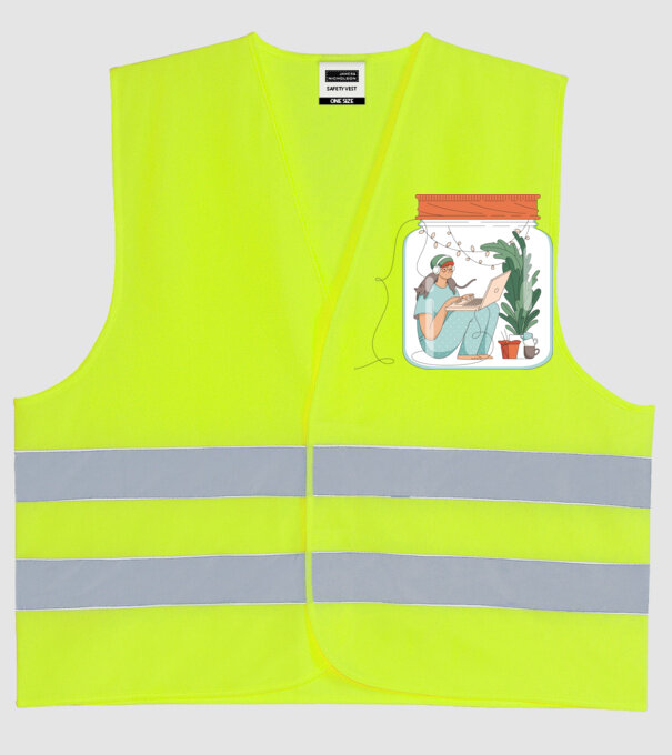 Fată Social Distancing model galben neon pe tricou