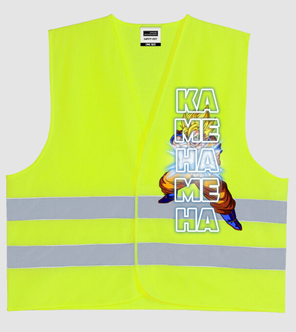 Son Goku Kamehameha model galben neon pe tricou