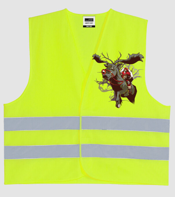 Cavaler Moș Crăciun pe ren model galben neon pe tricou