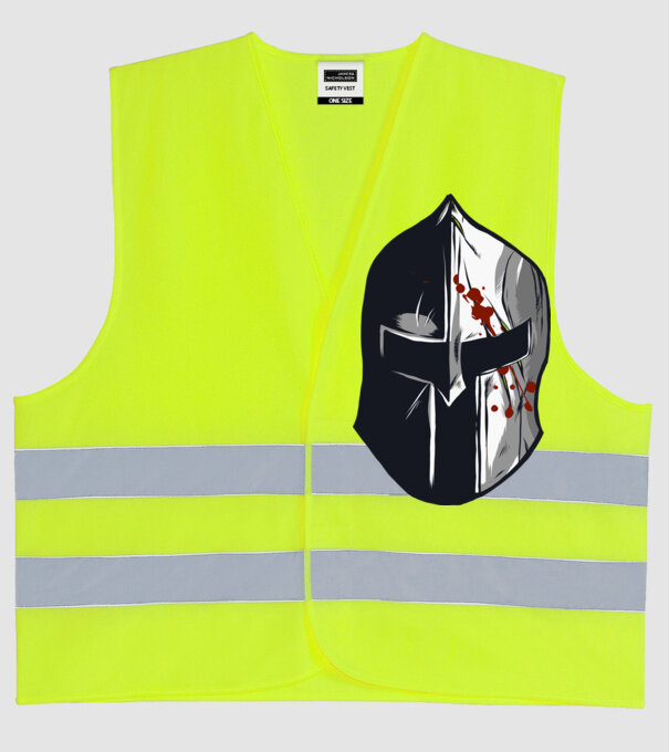 Cască războinic Sparta model galben neon pe tricou