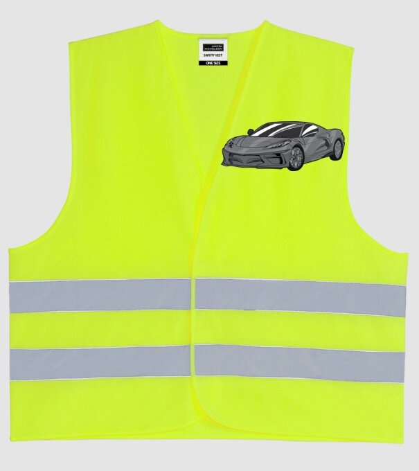 Mașină sport model galben neon pe tricou