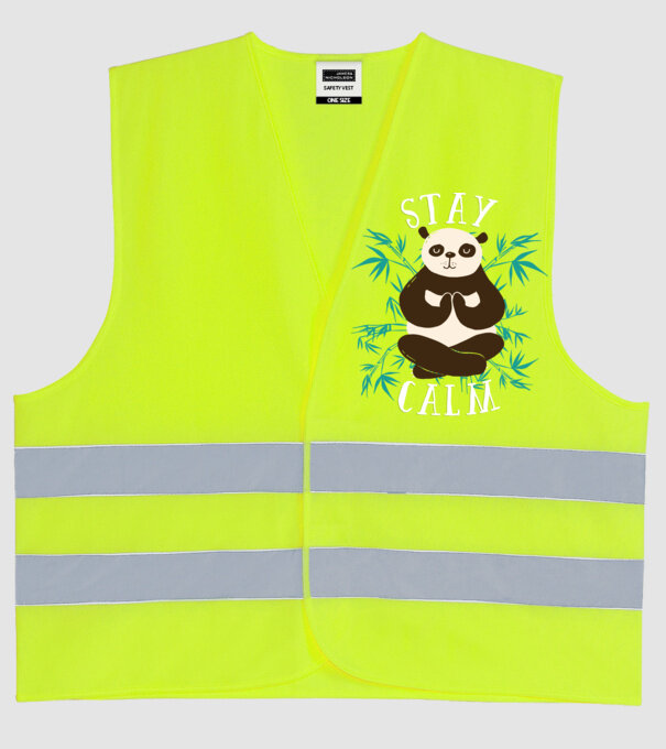 Stay Calm Panda meditație model galben neon pe tricou