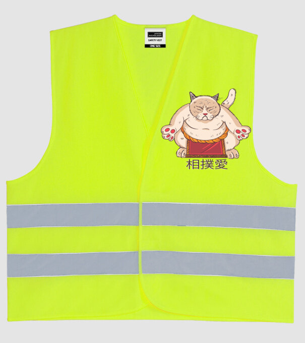 Pisică Sumo model galben neon pe tricou