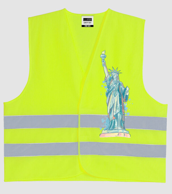 Statuia Libertății model galben neon pe tricou