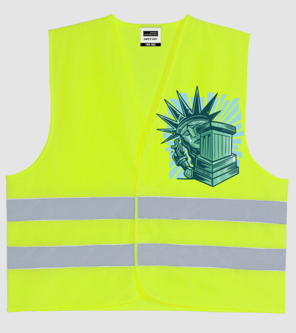 Statuia Libertății model galben neon pe tricou