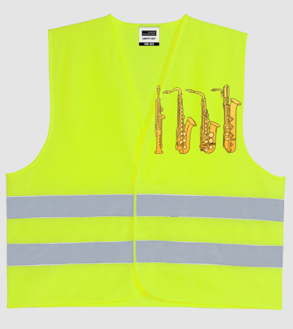 Saxofoane model galben neon pe tricou