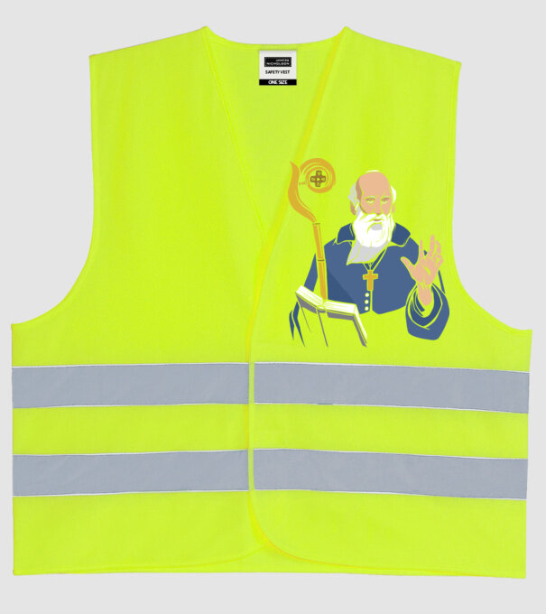 Sfântul Benedict model galben neon pe tricou