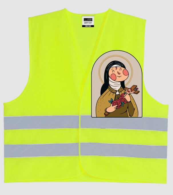 Sfânta Tereza model galben neon pe tricou