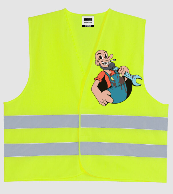 Instalator model galben neon pe tricou