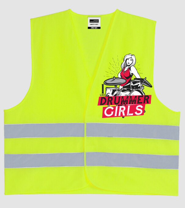 Îmi plac fetele bateriste model galben neon pe tricou
