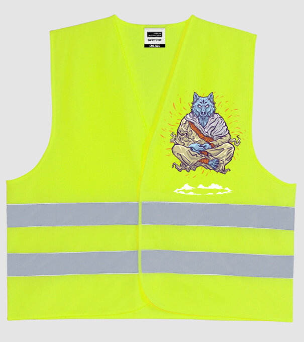 Lup Călugăr model galben neon pe tricou