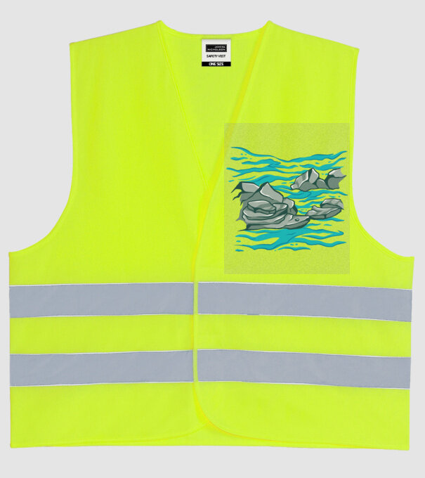 Oceanul cu Stânci model galben neon pe tricou