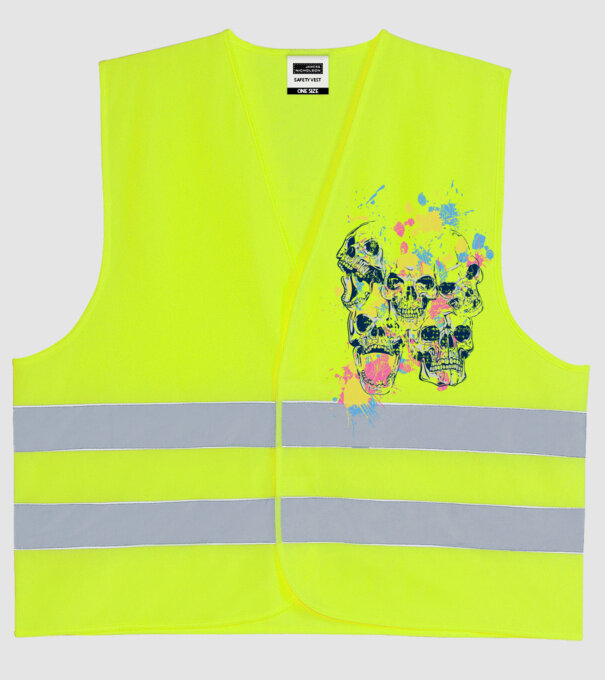 Cranii colorate model galben neon pe tricou