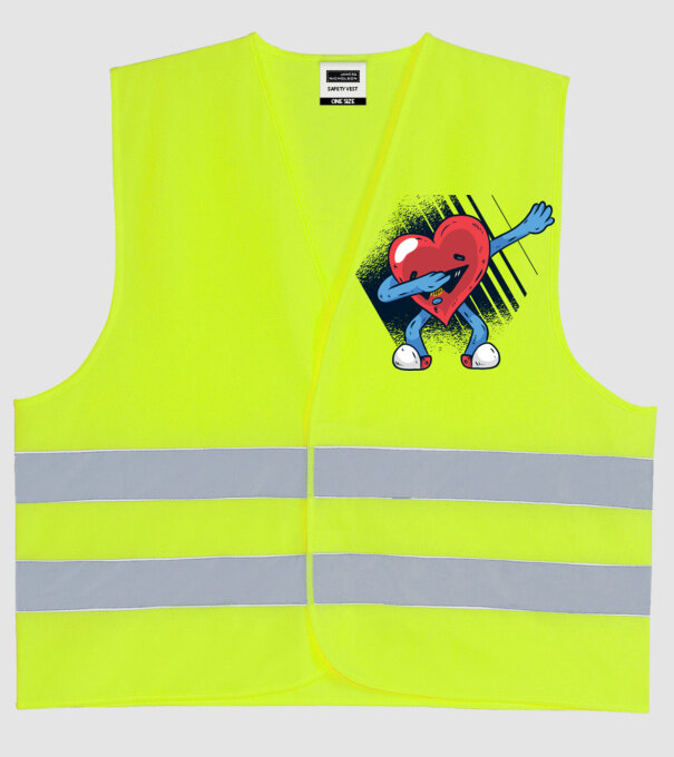 'Inimă DAB Floss Heart tricou amuzant pentru Valentine''s Day' model galben neon pe tricou