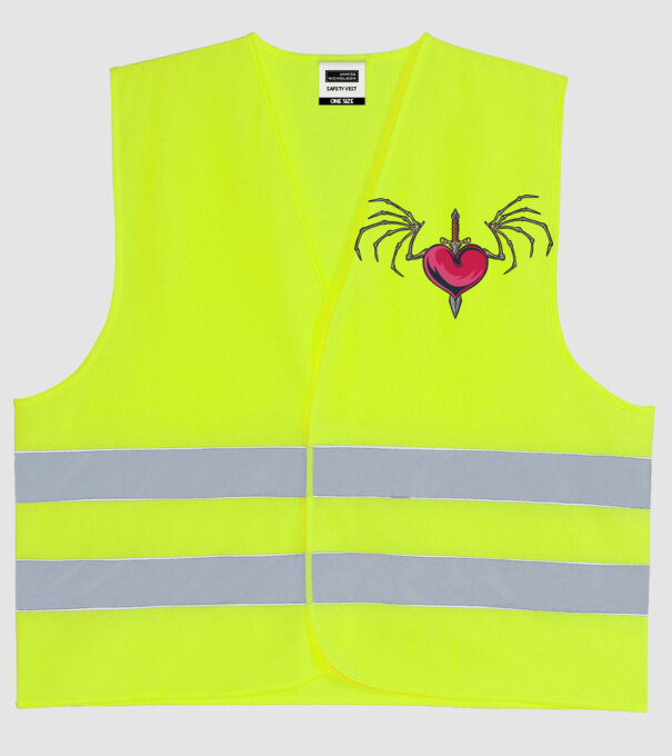 Inimă cu sabie model galben neon pe tricou