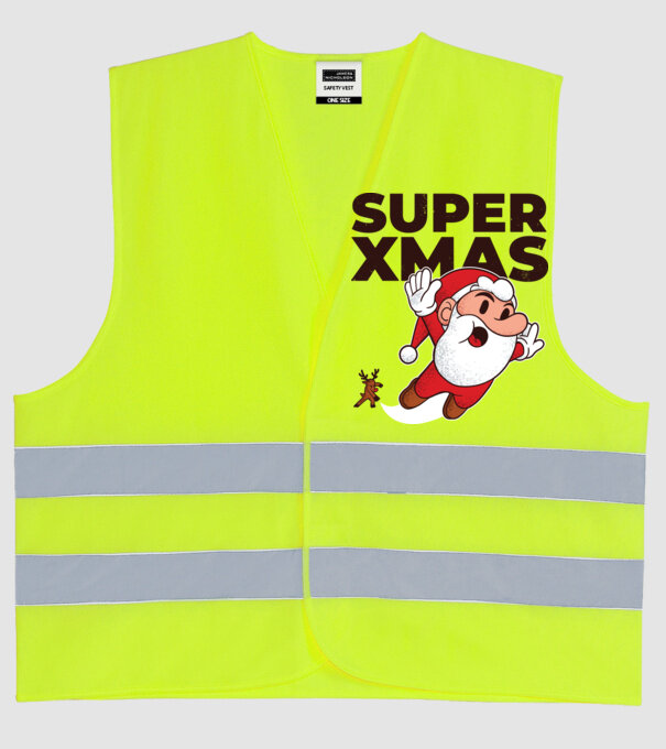 Super Moș Crăciun tricou de Crăciun model galben neon pe tricou