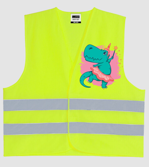 T-rex Balerină model galben neon pe tricou