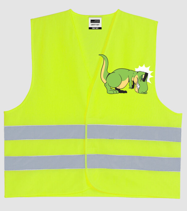 T-rex Push-up model galben neon pe tricou