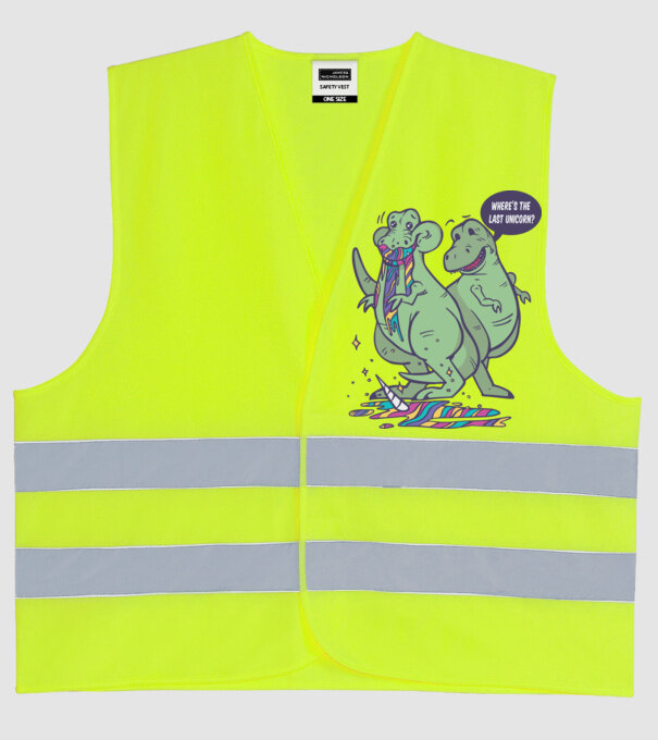T-rex a mâncat unicornul model galben neon pe tricou