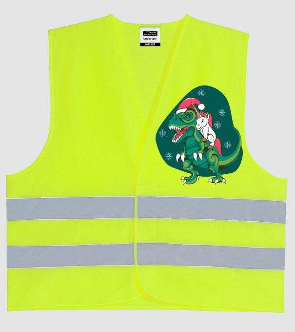 T-rex unicorn Crăciun model galben neon pe tricou
