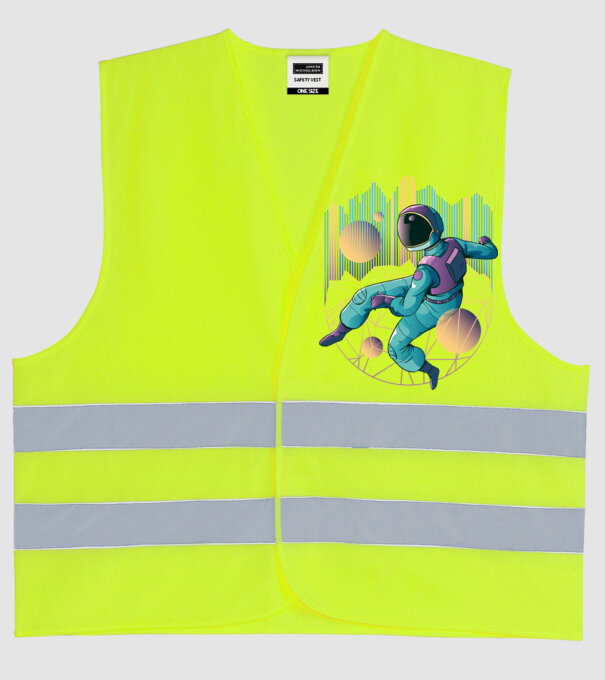 Techno Astronaut tricou astronaut model galben neon pe tricou