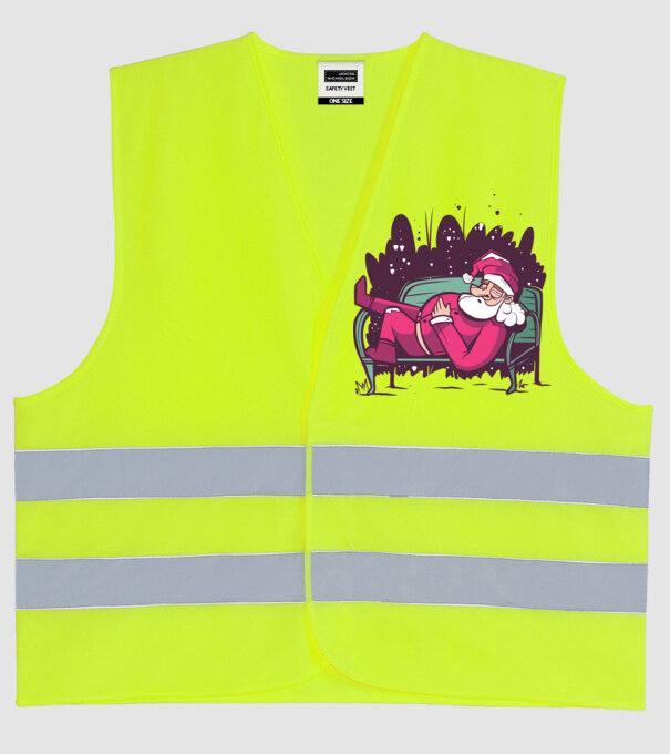 Moș Crăciun doarme model galben neon pe tricou