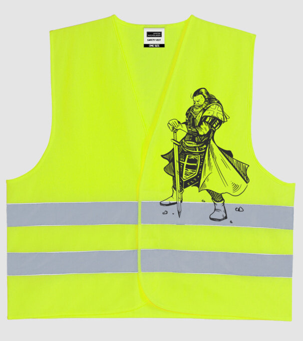 Cavaler Templier model galben neon pe tricou