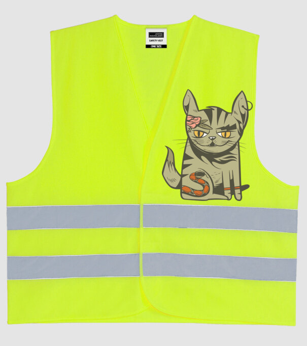 Pisoi tatuat model galben neon pe tricou