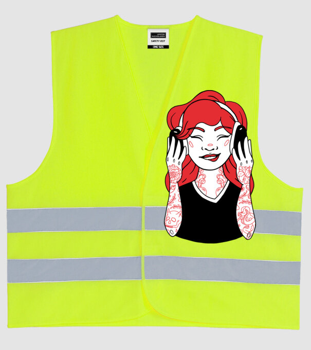 Fată Gamer tatuată model galben neon pe tricou