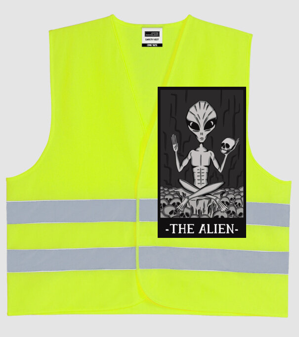 Extraterestru - Carte de tarot model galben neon pe tricou