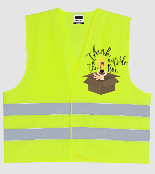 Think outside of the box model galben neon pe tricou
