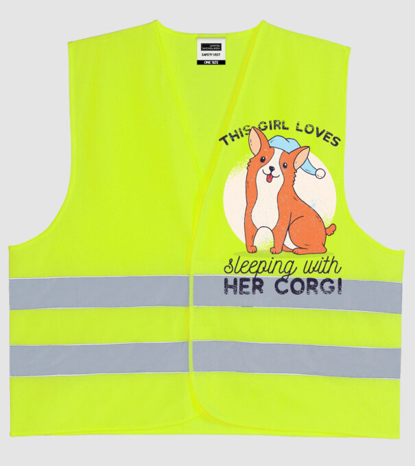 This Girl Loves sleeping with her Corgi model galben neon pe tricou