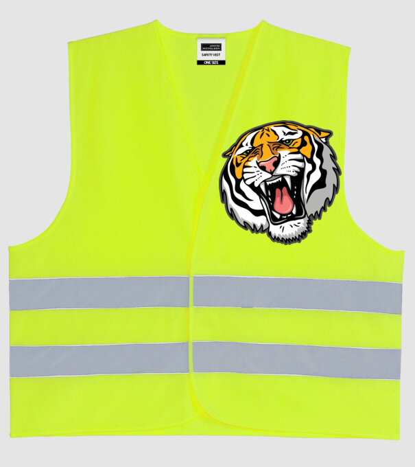 Tricou cu cap de tigru model galben neon pe tricou