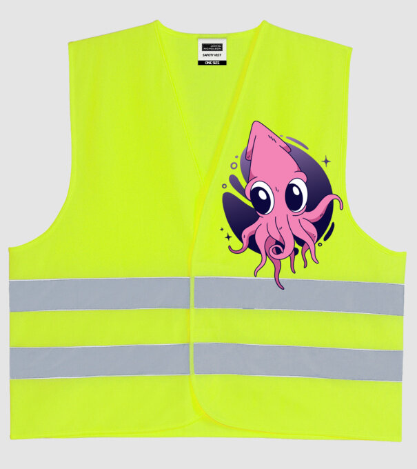 Calmar model galben neon pe tricou