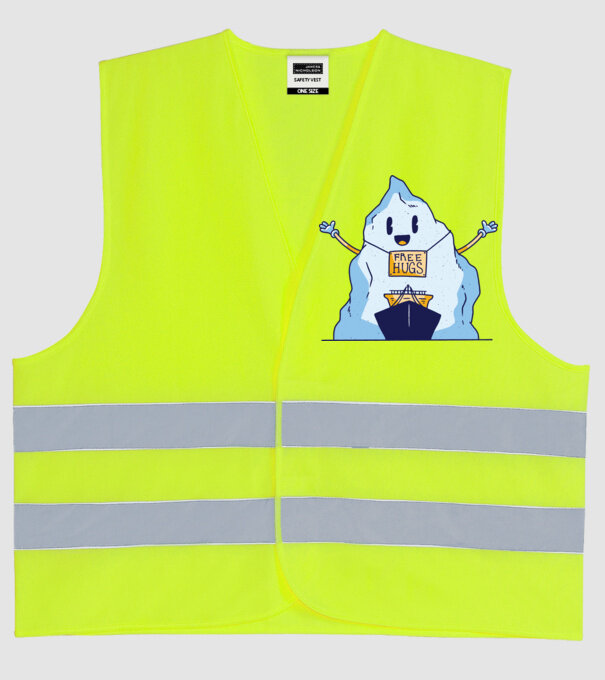 Titanic Iceberg Free Hugs model galben neon pe tricou