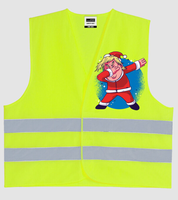Trump Moș Crăciun dans DAB model galben neon pe tricou