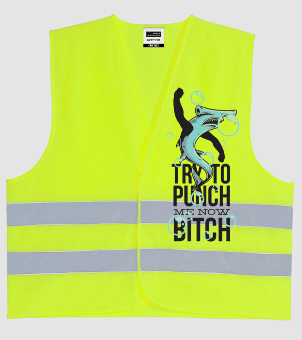 Try to punch me now bitch model galben neon pe tricou