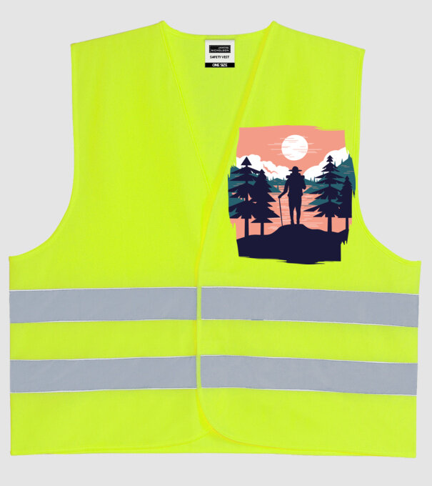 Drumeție model galben neon pe tricou