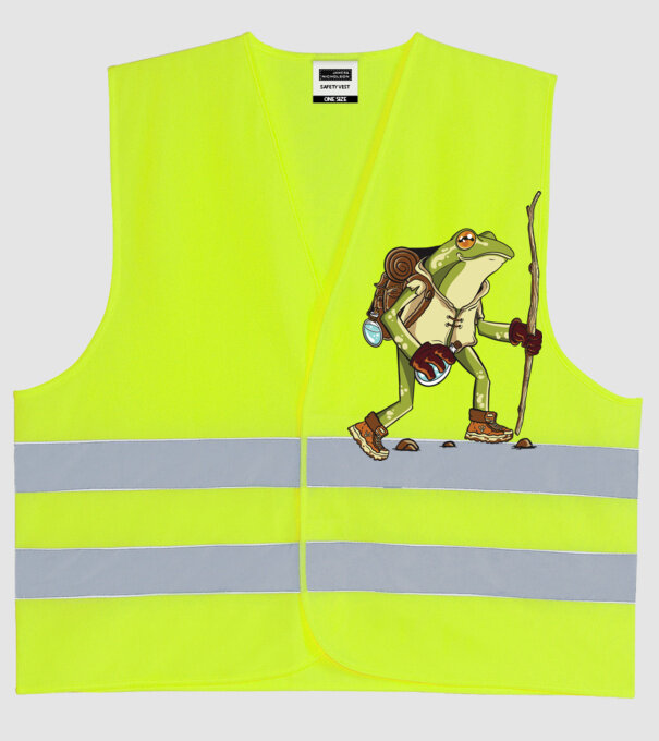 Broască în drumeție model galben neon pe tricou