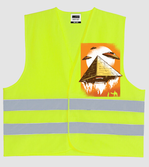 OZN Piramidă Alien model galben neon pe tricou