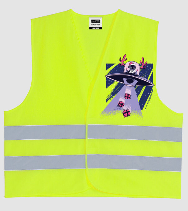 OZN duce cadouri - tricou de Crăciun amuzant model galben neon pe tricou