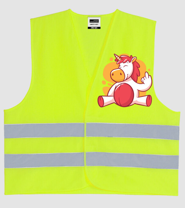 Unicorn arată degetul model galben neon pe tricou