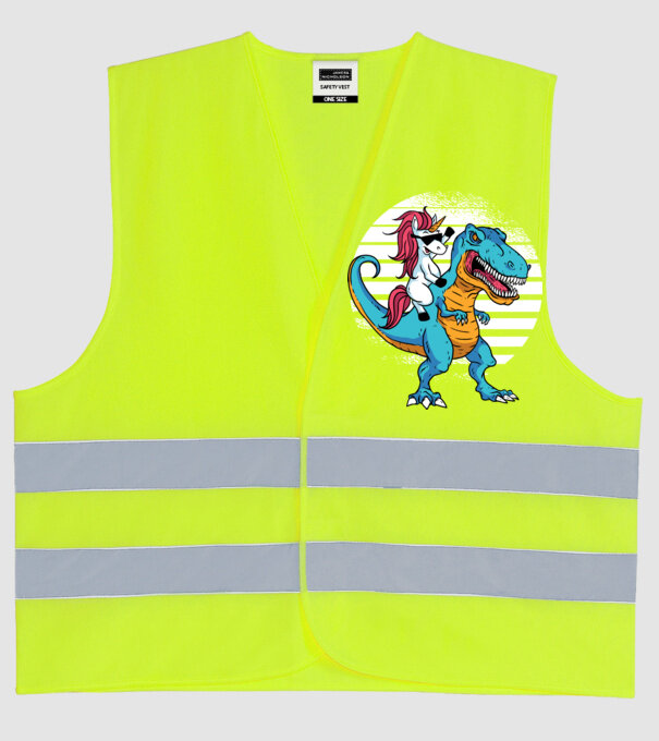 Unicorn cu dinozaur tricou amuzant model galben neon pe tricou
