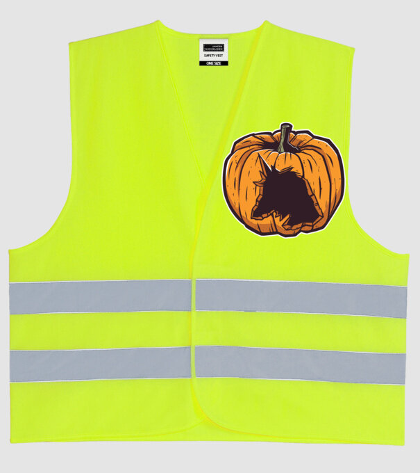 Dovleac de Halloween Unicorn model galben neon pe tricou