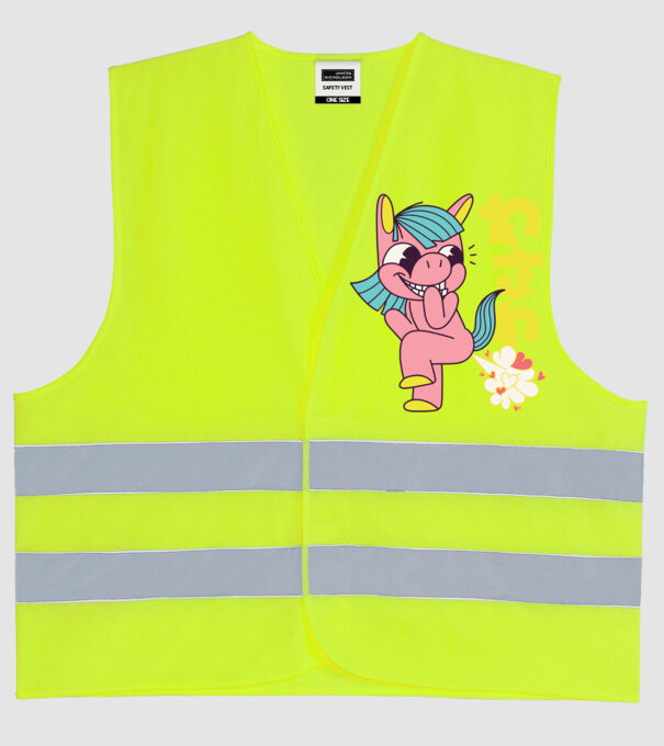 Bășică Unicorn model galben neon pe tricou