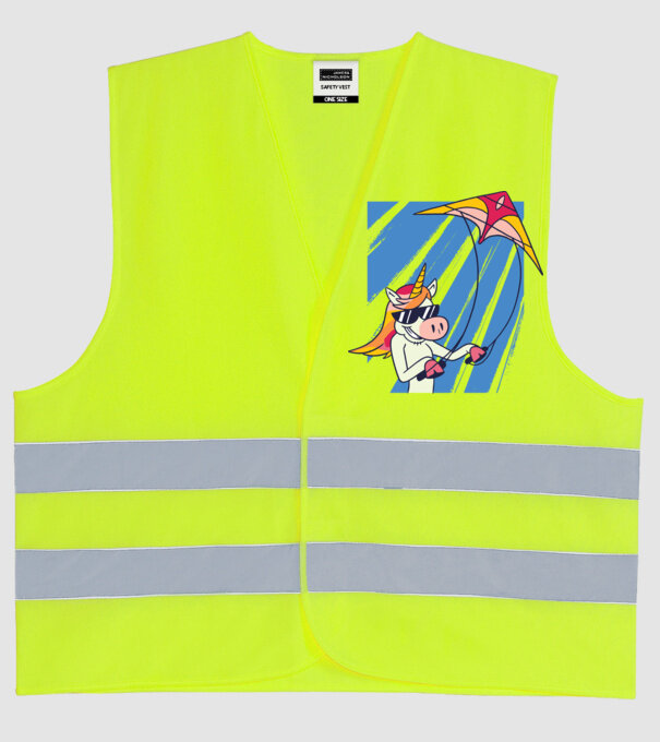 Unicorn lansează zmeie tricou drăguț model galben neon pe tricou