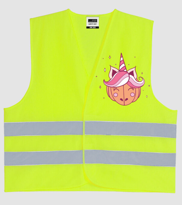 Unicorn Dovleac model galben neon pe tricou